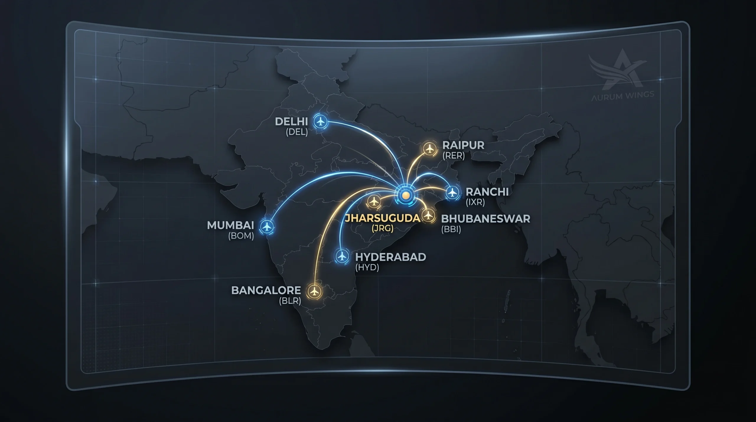 Air charter routes from Jharsuguda