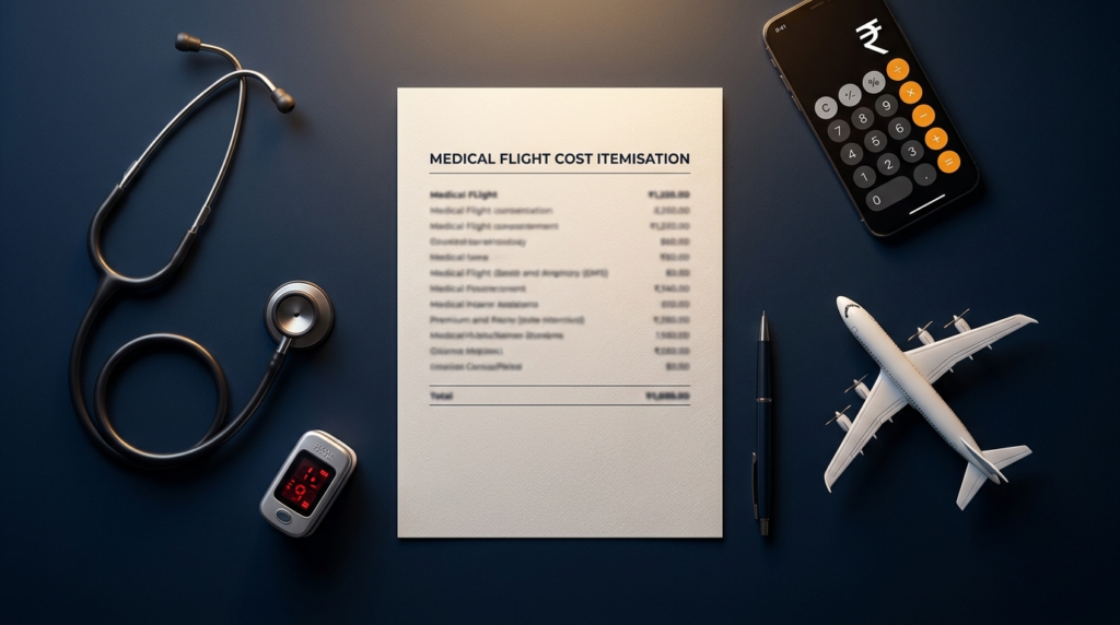 Air ambulance cost India breakdown what is included excluded medical crew equipment charges 2026 Air Kalinga