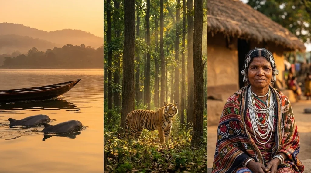 Odisha tourism private jet luxury experience Chilika Lake Irrawaddy dolphins Simlipal tiger safari tribal heritage Air Kalinga